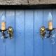 Vintage French Crystal Wall Sconces: Victorian Bronze & Brass Pair