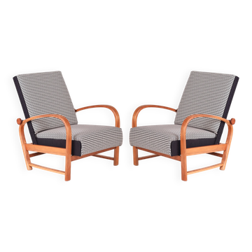Art Deco Armchairs in Walnut attributed to Thonet, Germany, 1930s, Set of 2