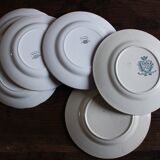 6 mismatched flat plates pairs Terre de Fer Marsac Flowers Digoin