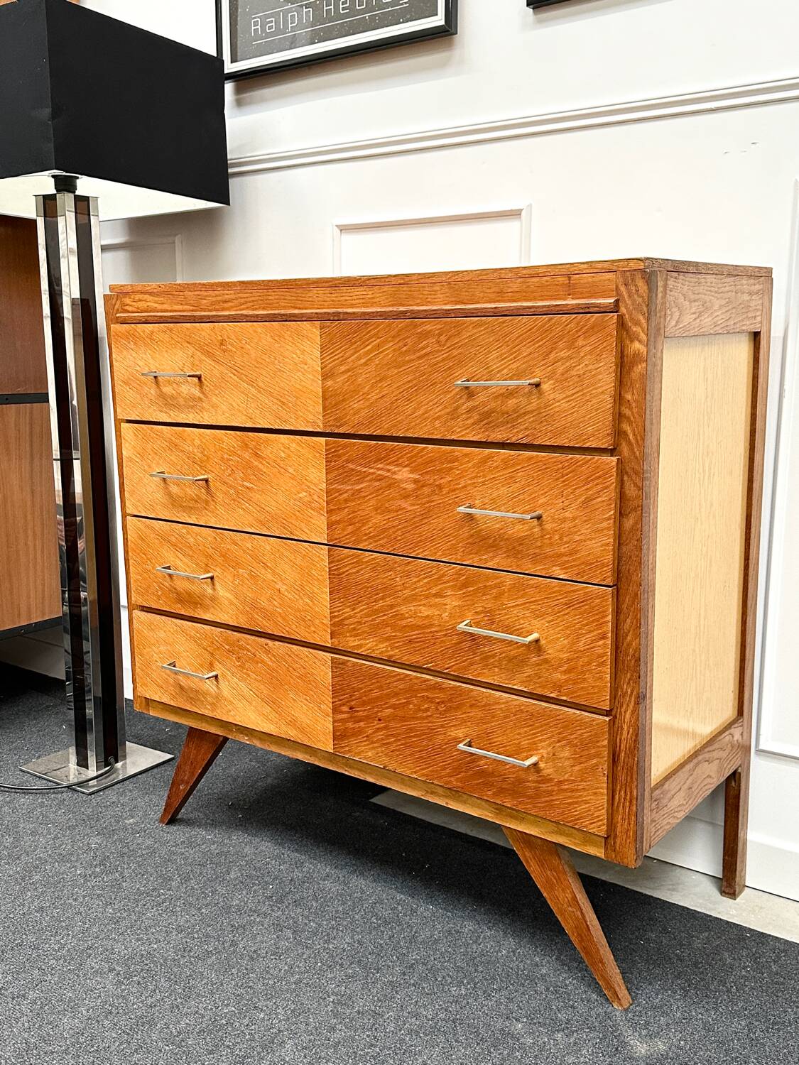 Vintage chest of drawers with compass feet
