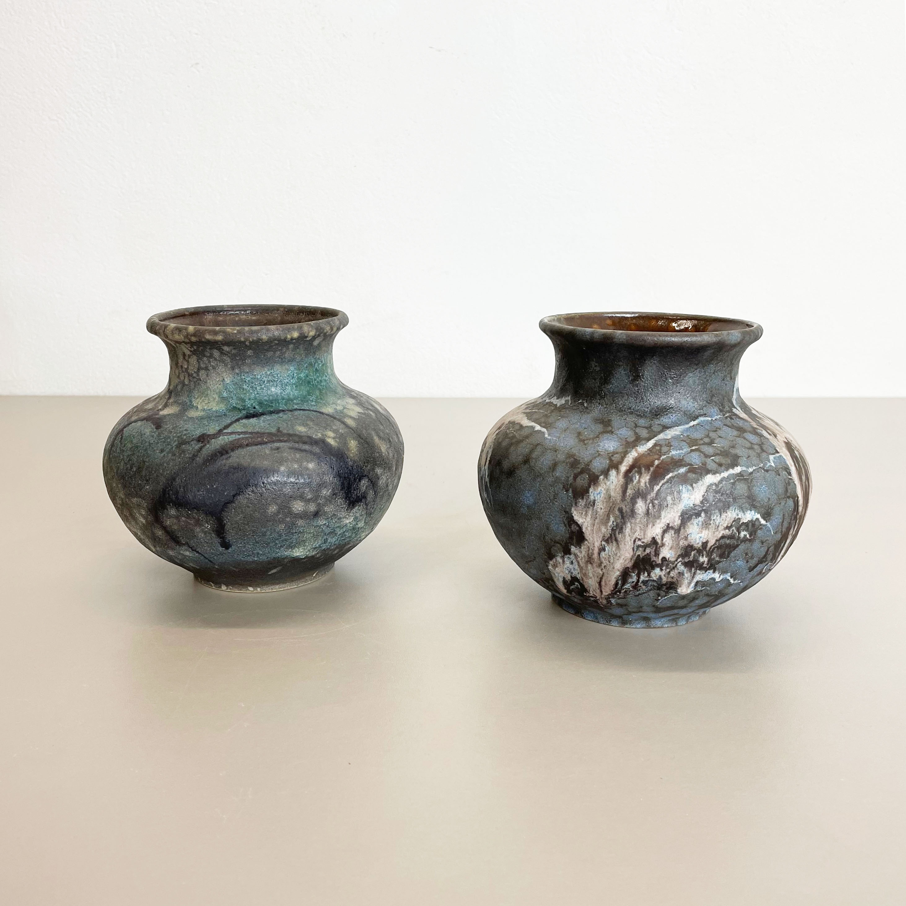 Set of 2 Pottery Vases Fat Lava Abstract Designed by Ruscha, Germany, 1960s