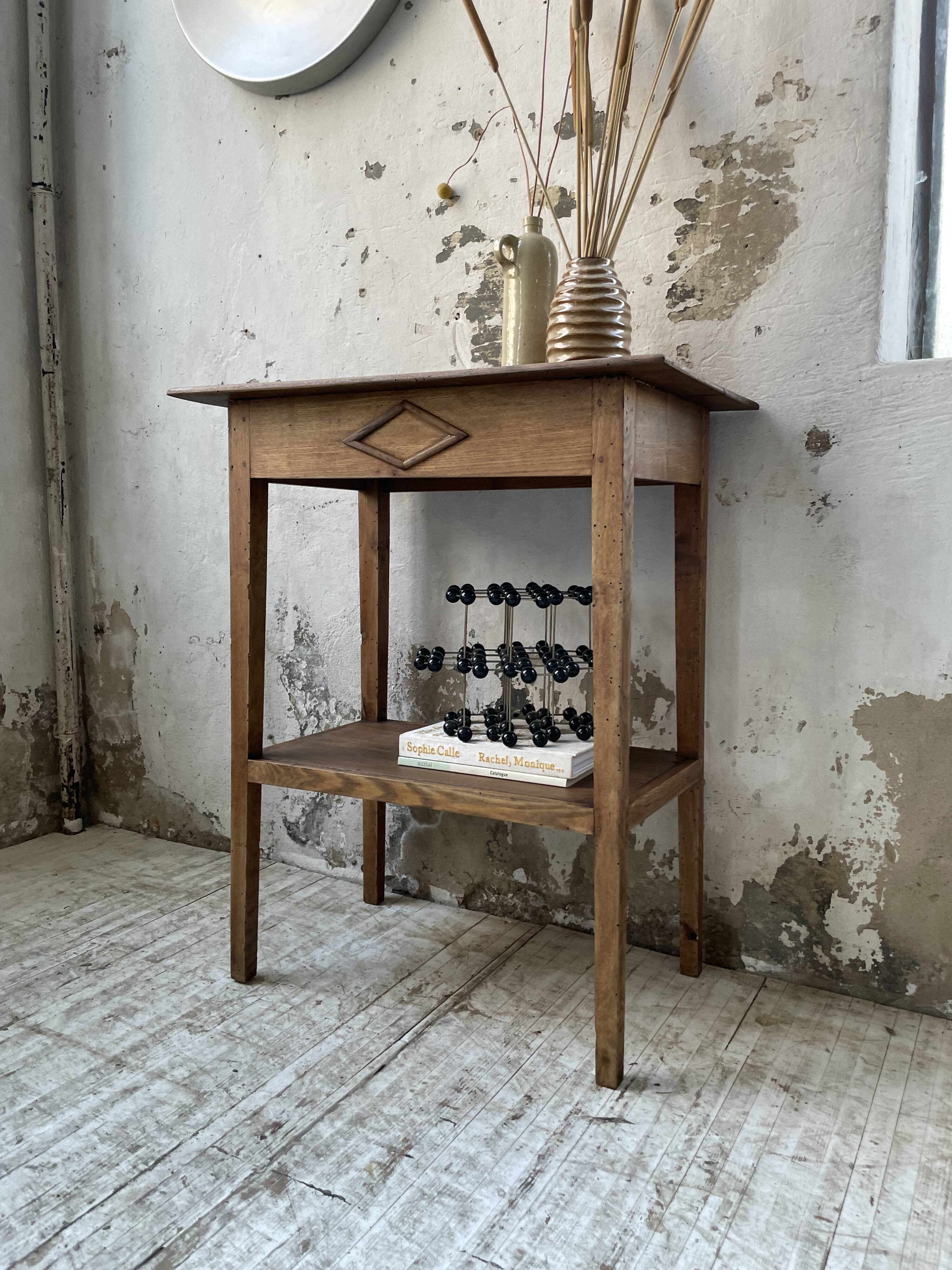 Oak spindle leg console table