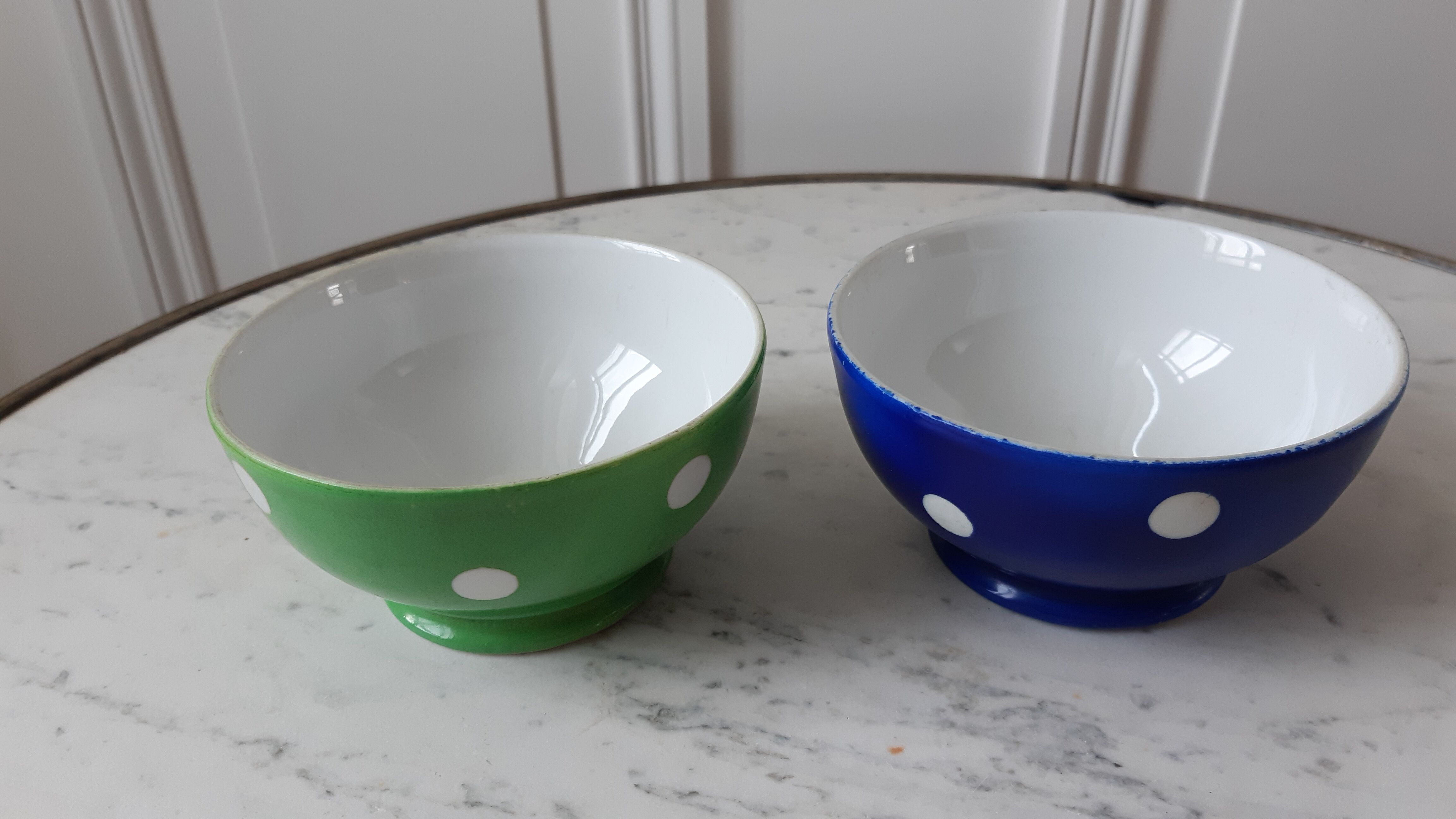 Duo of bowls with klein blue and pistachio green Longchamp 50s