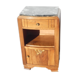 Solid walnut bedside table with marble plan, 50's