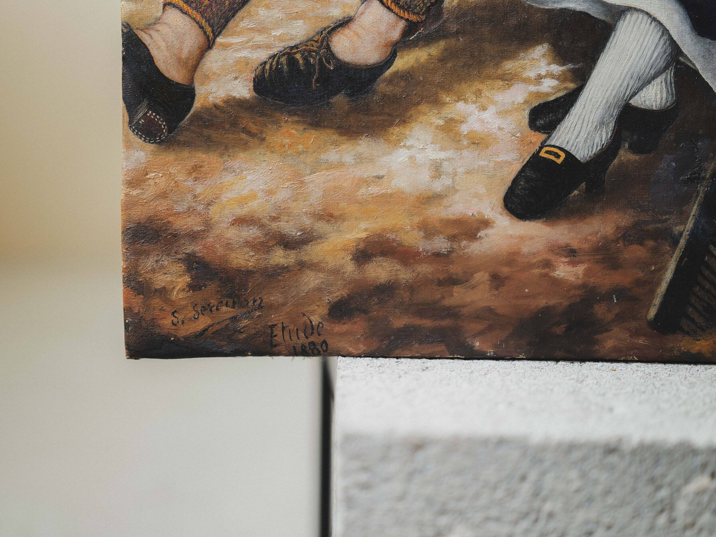 Painting, Bavarian couple, Oil on canvas, 1880