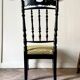 Black turned wood and green wool chair