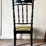 Black turned wood and green wool chair