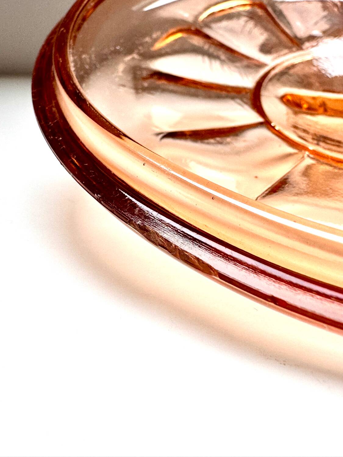 Set of two vintage pink glass boxes