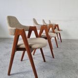 4 teak Compass chairs by Kai Kristiansen for SVA Møbler, 1960s