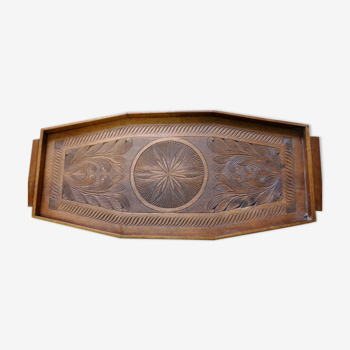 Engraved wooden tray