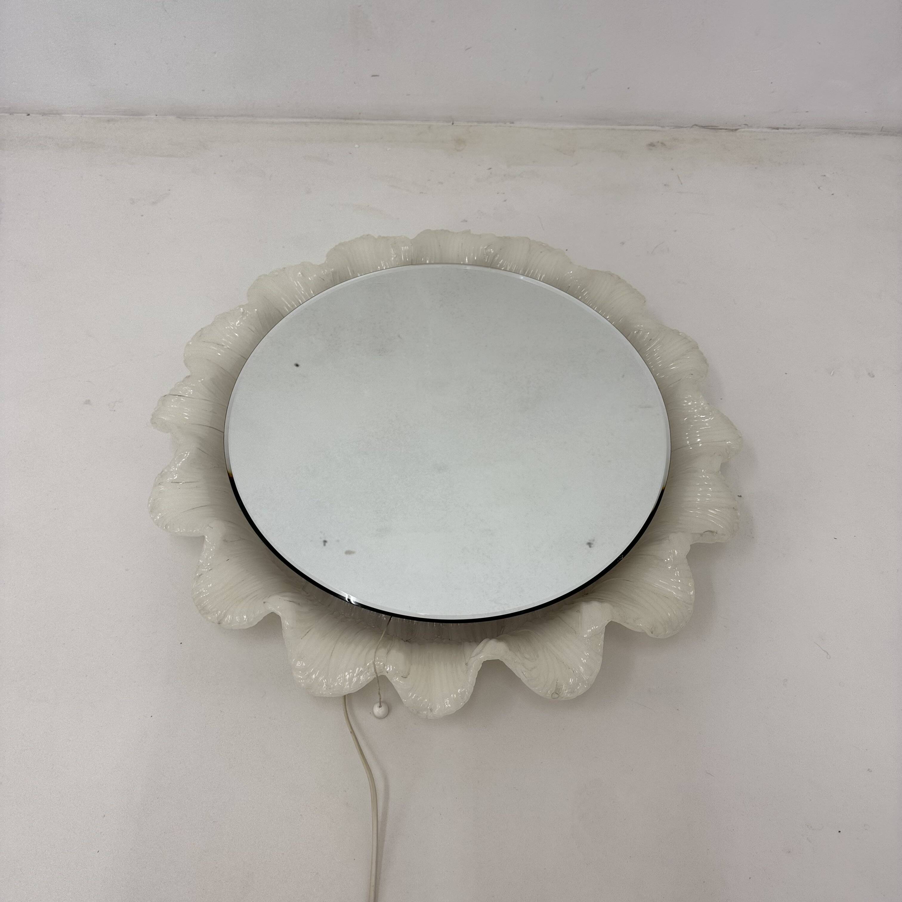 Vintage Lucite wall mirror with backlight , 1970’s , Germany