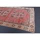 Vintage Turkish Oushak handmade pink cotton wool runner rug 163x370