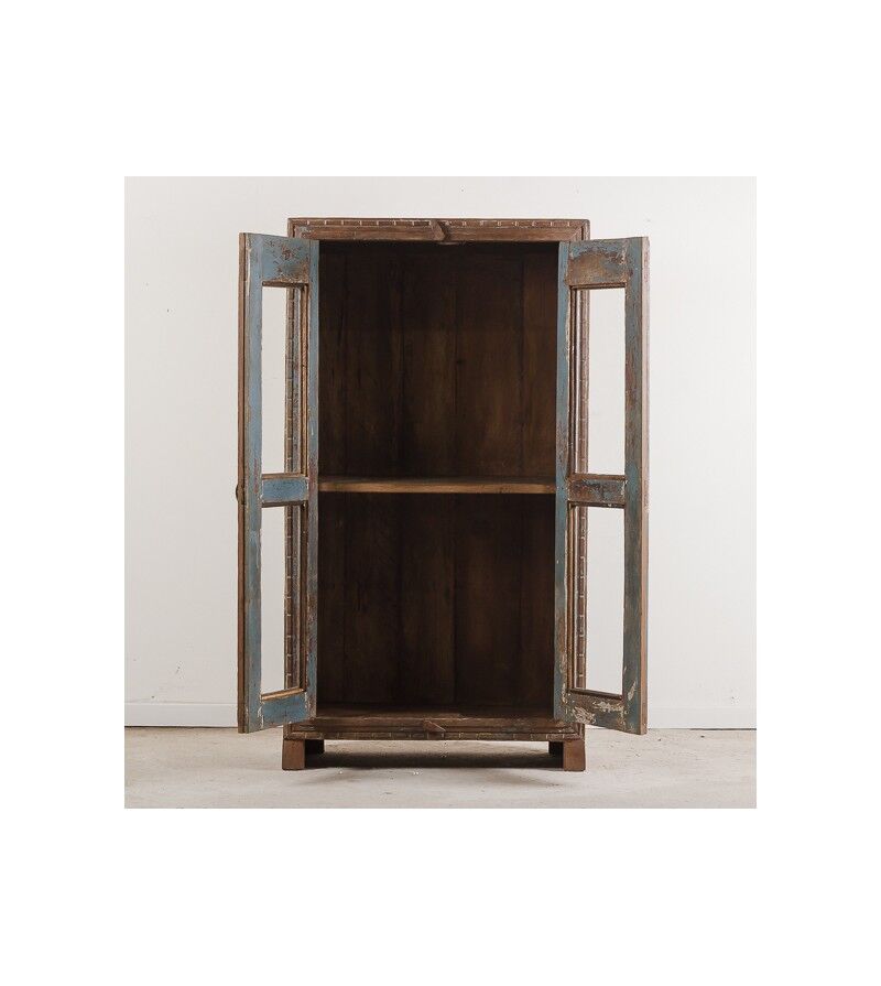 Blue patina glazed cabinet