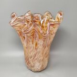 1970s Exquisite Michielotto Murano Glass Draped Vase. Made in Italy