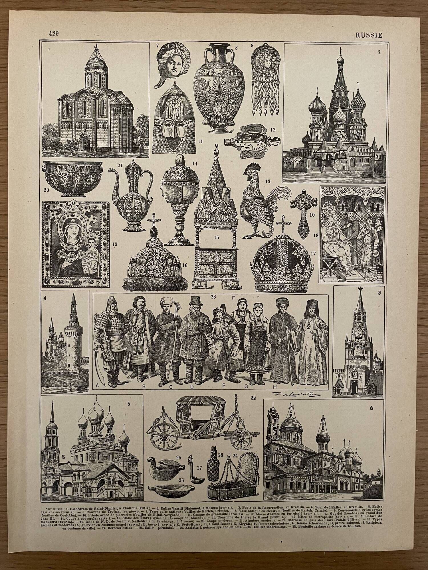 Lithograph engraving on the art of Russia from 1897