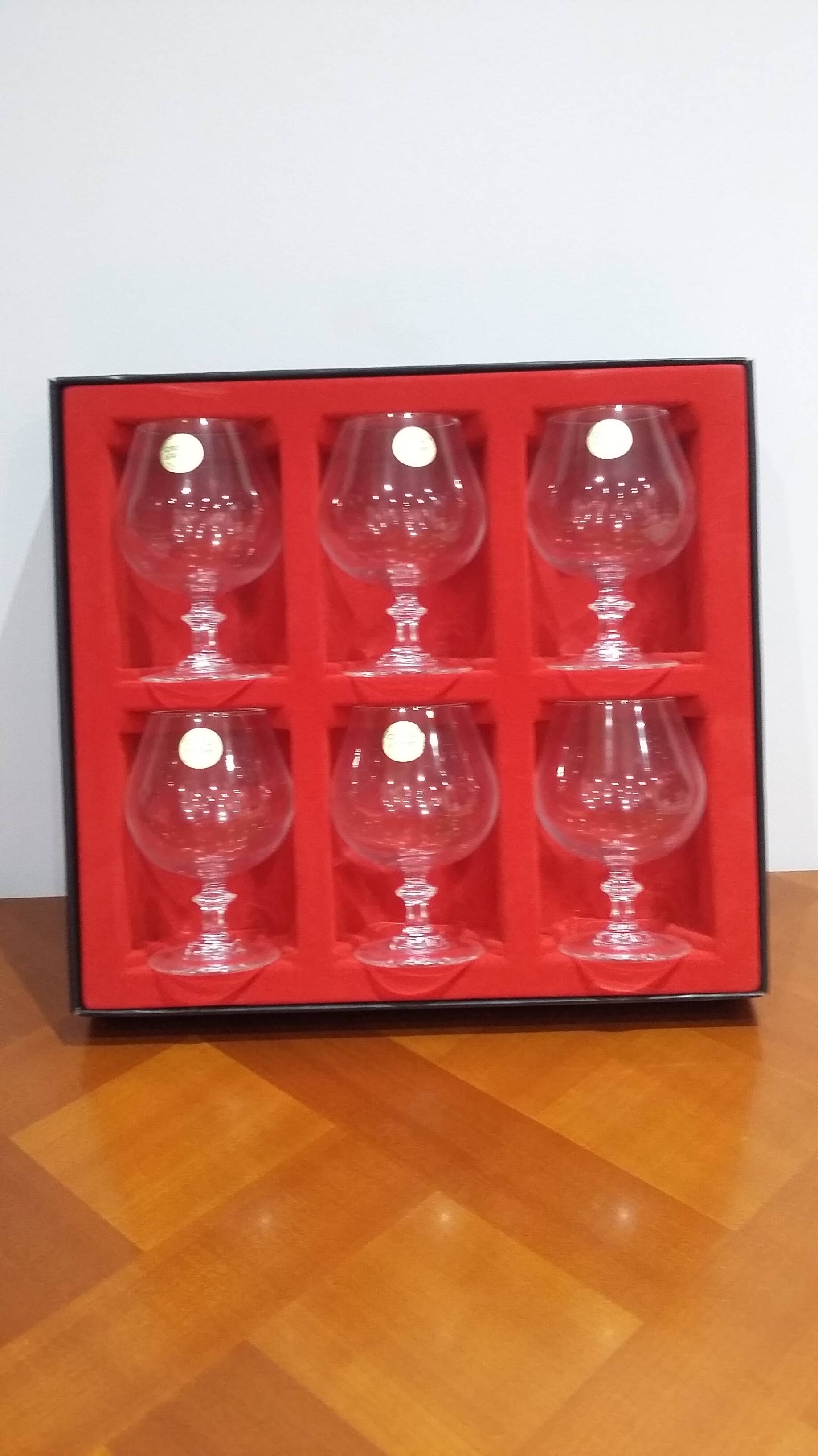 Very Pretty Set of 6 Arques Crystal Cognac and Brandy Glasses