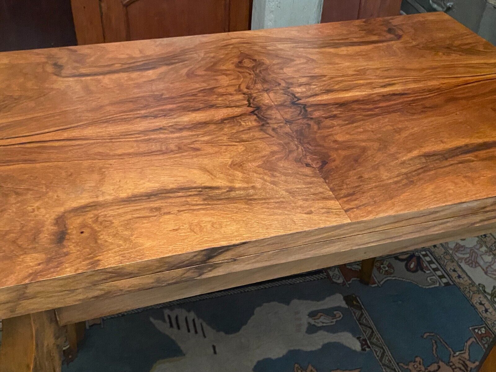 Table console tray wallet walnut sofa back design Vintage 1950