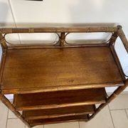 Shelf on rattan and bamboo legs from the 70s