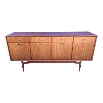 Mid-Century Enfilade by Greaves & Thomas in brown teak veneer, 1960s storage sideboard.