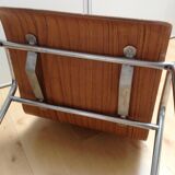 Multiplied wooden chair and chrome feet, vintage 60/70s