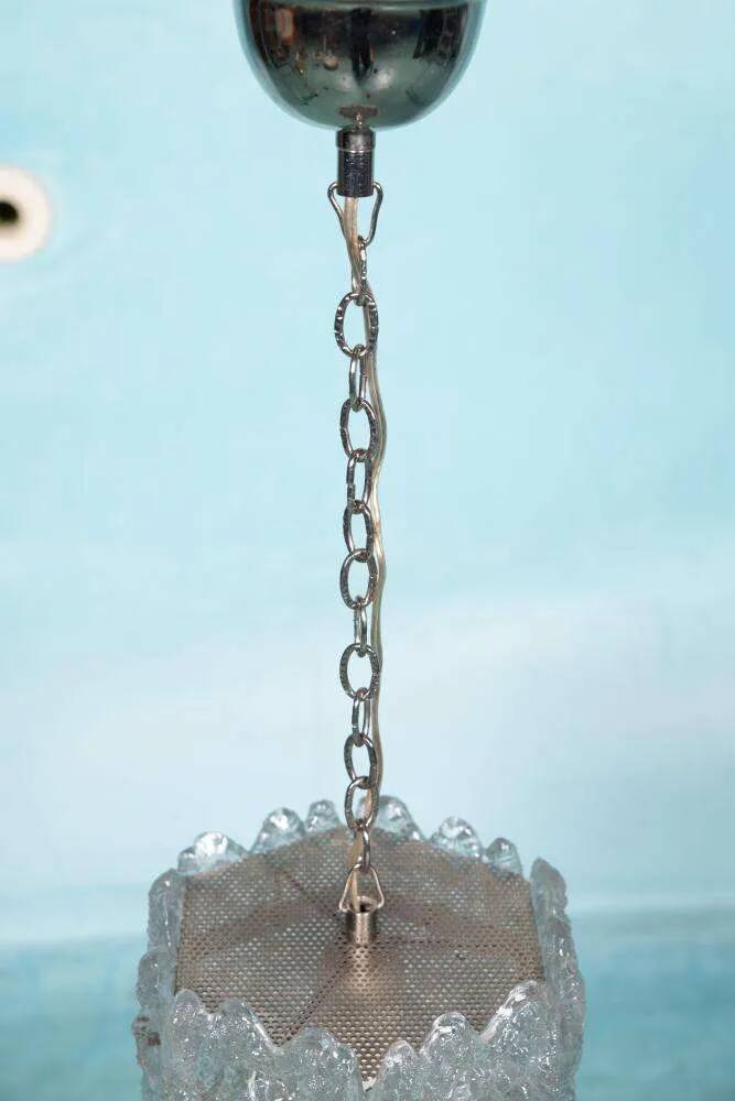 Orrefors Vintage Glass Suspension, Space Age lamp by Fagerlund