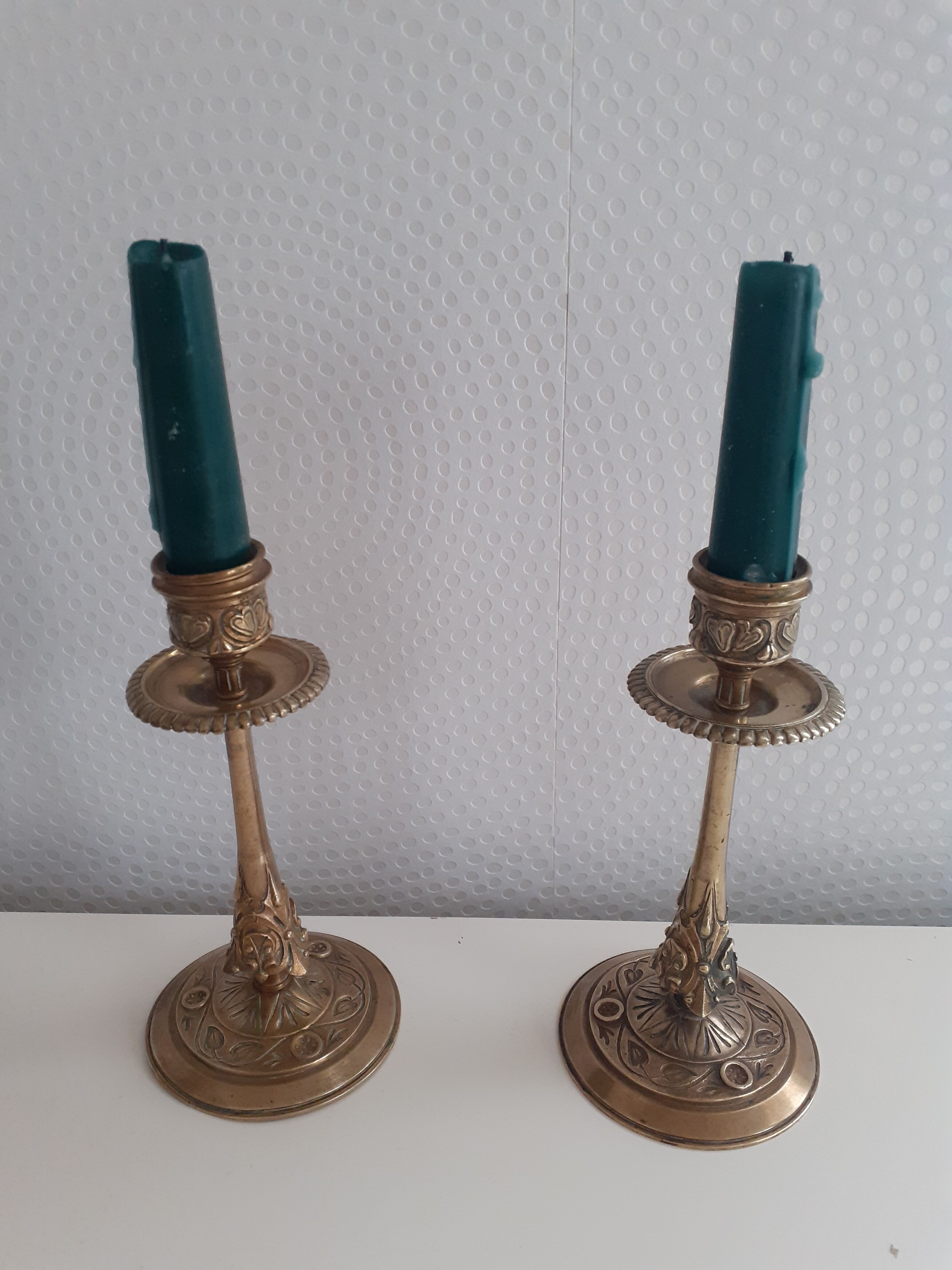 Pair of antique candle holders