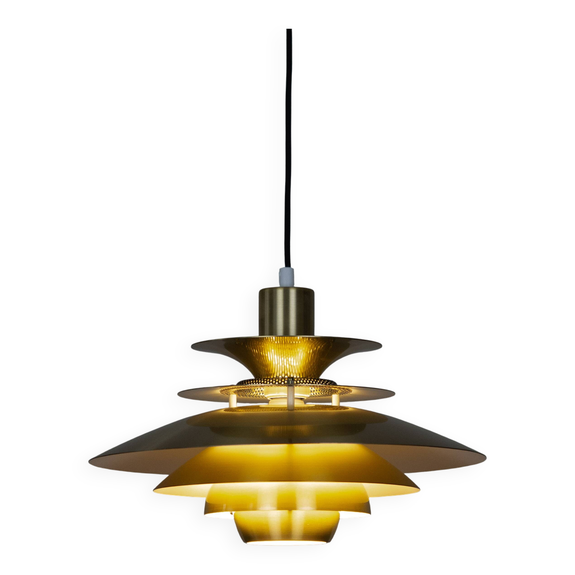 Lampe suspendue vintage danoise Lotus par Kurt Wiborg, Jeka, années 1980.
