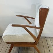 Fauteuils (la paire) bois et tissus bouclés 1950'S