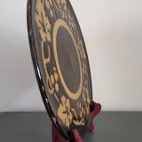 Plat en terre cuite vernissée des années 50 du Dauphiné Gaetana Marino vignes