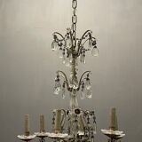 Antique Italian Silver Crystal Chandelier, 1940s