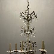 Antique Italian Silver Crystal Chandelier, 1940s
