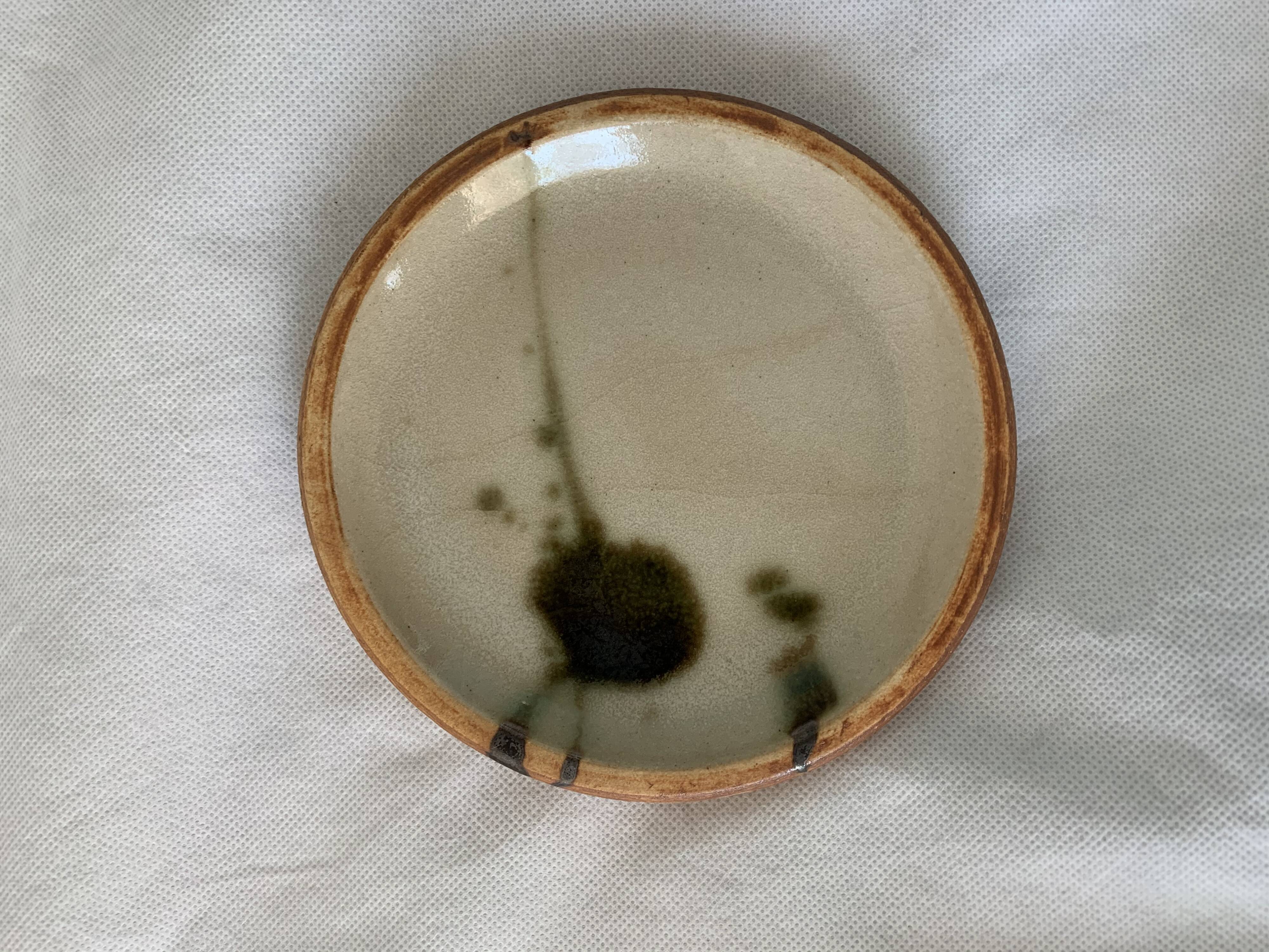 6 small bread plates enamelled pottery of the Vallauris Dove