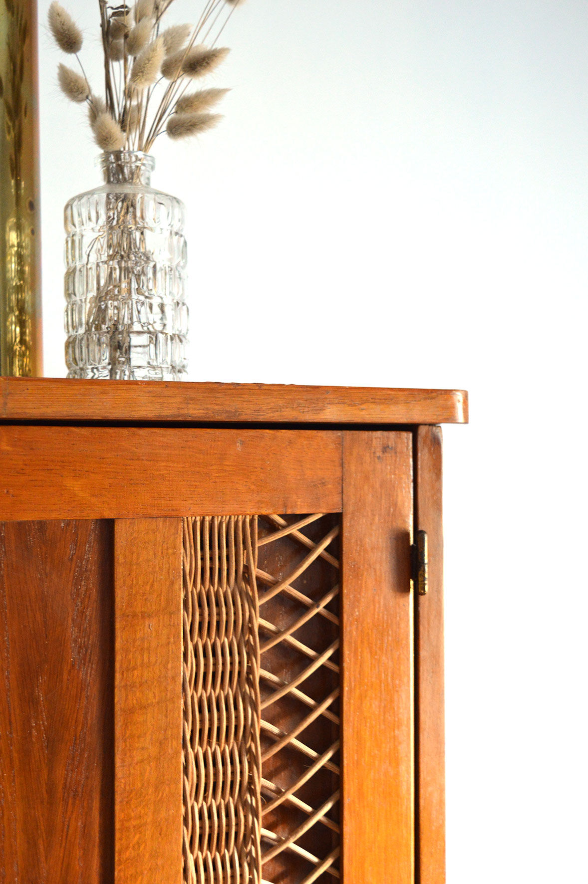 Wood and rattan wardrobe