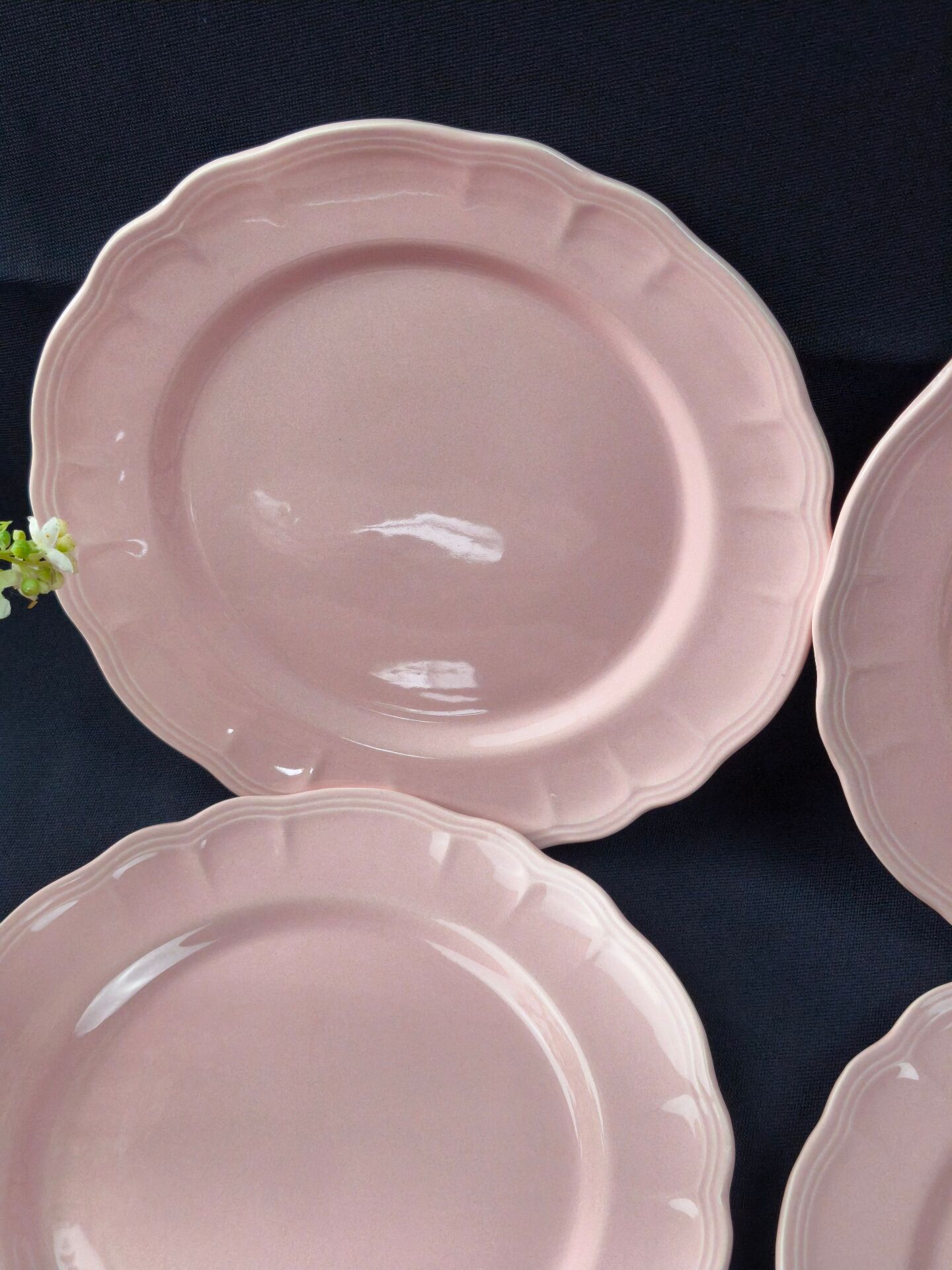 8 vintage dessert plates Salins powder pink – Ø 21.6 cm