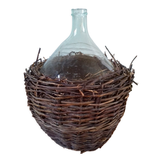 Lady old jeanne transparent in her wicker basket 10 / 12 L 40 cm