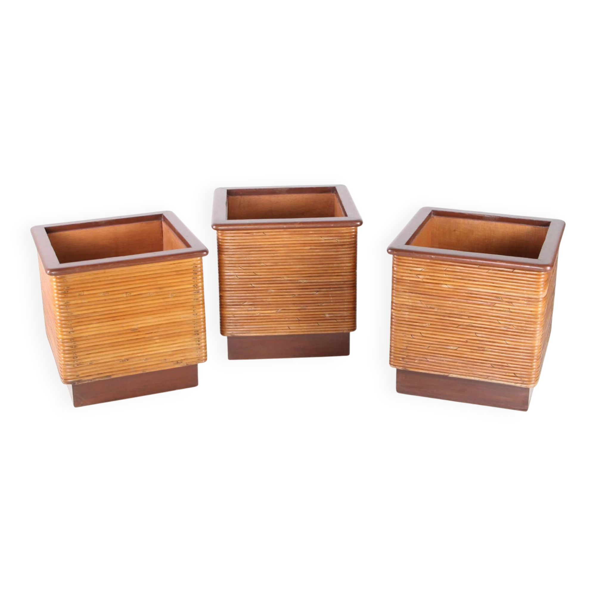 Rattan and wood planter
