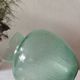 Cracked glass round vase in water green, 19 cm
