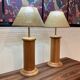 Paire de grandes lampes pin et osier "design scandinave".