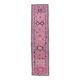 Vintage Pink Geometric Turkish Hand-Knotted Runner 80x337