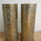 Pair of vases with engraved shell casings, WW1 trench art