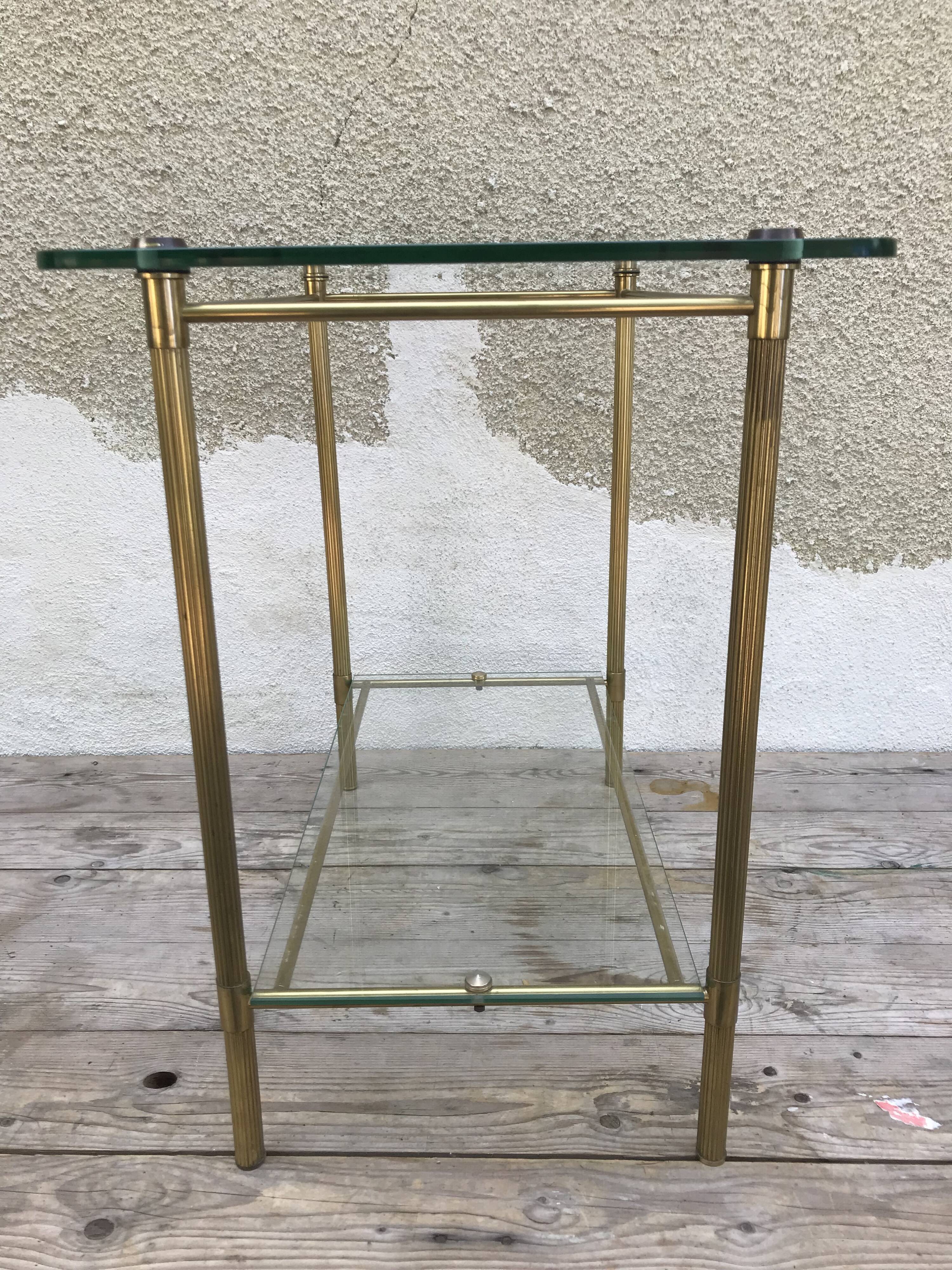 Coffee table brass and glass, 70s