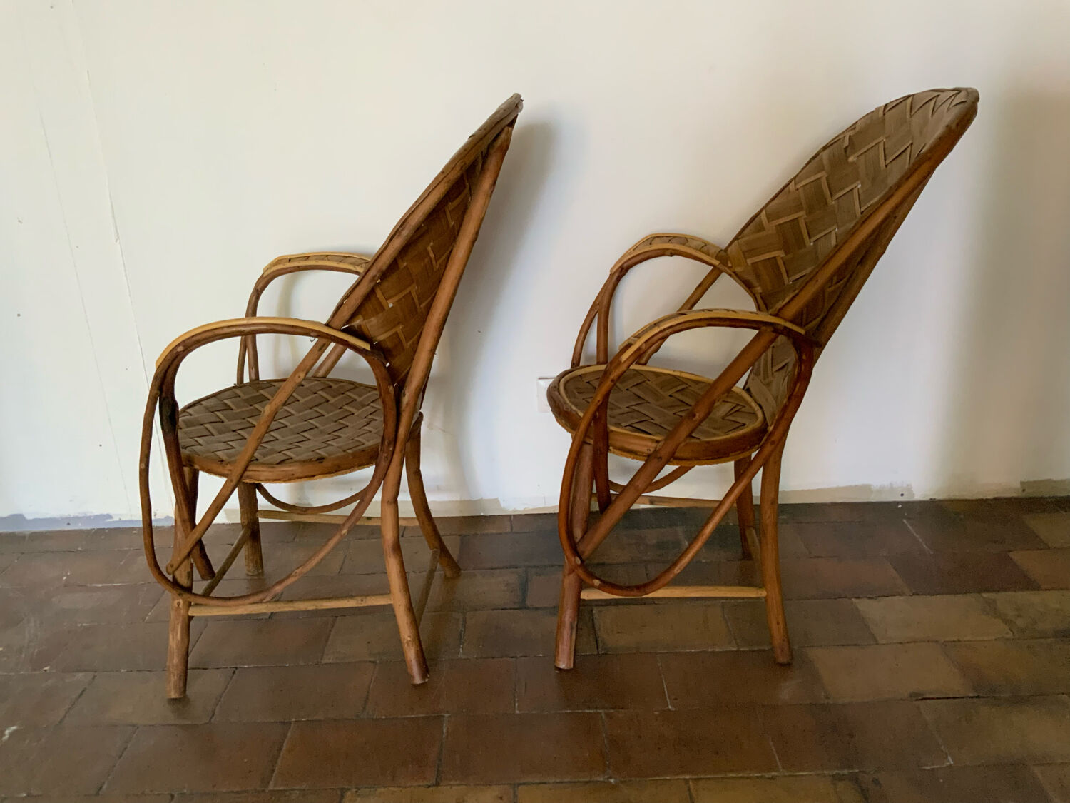 Pair of chestnut armchairs