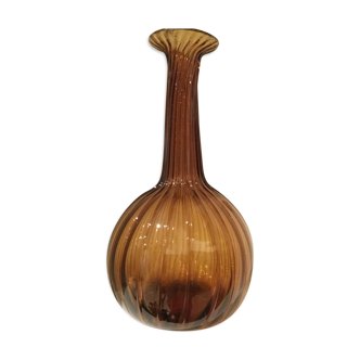 Carafe blown Empoli mouth amber