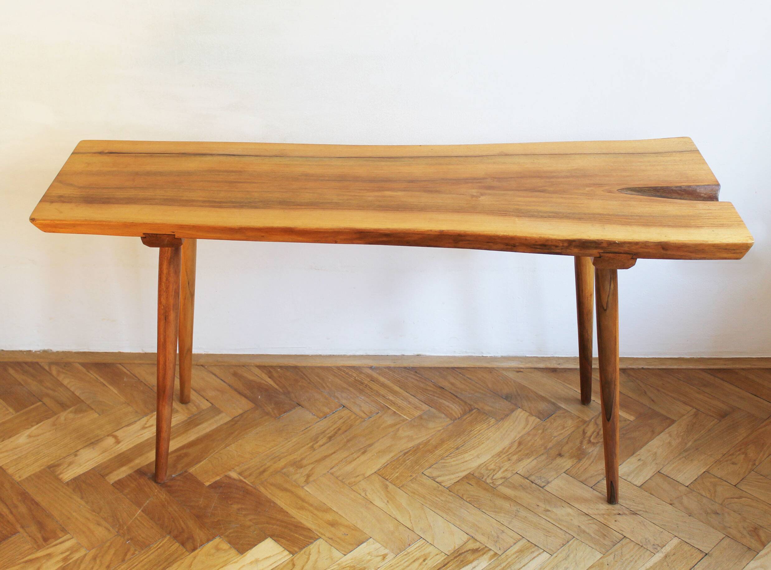 1960s Organic Solid Oak Side Table