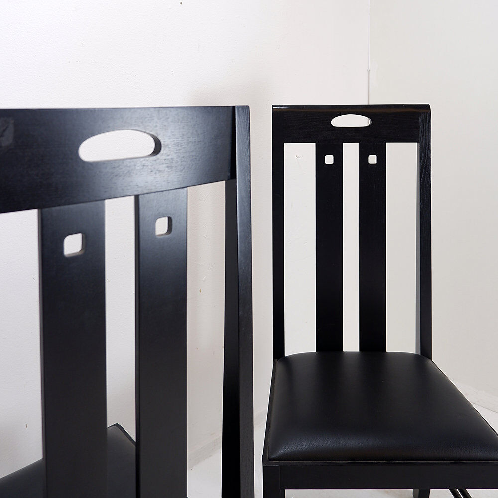 Pair of high-back chairs 'Ingram' by Charles Rennie Mackintosh for Cassina, 1980s