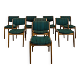 Série de 8 chaises vintage tissu vert