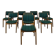 Set of 8 vintage green fabric chairs.