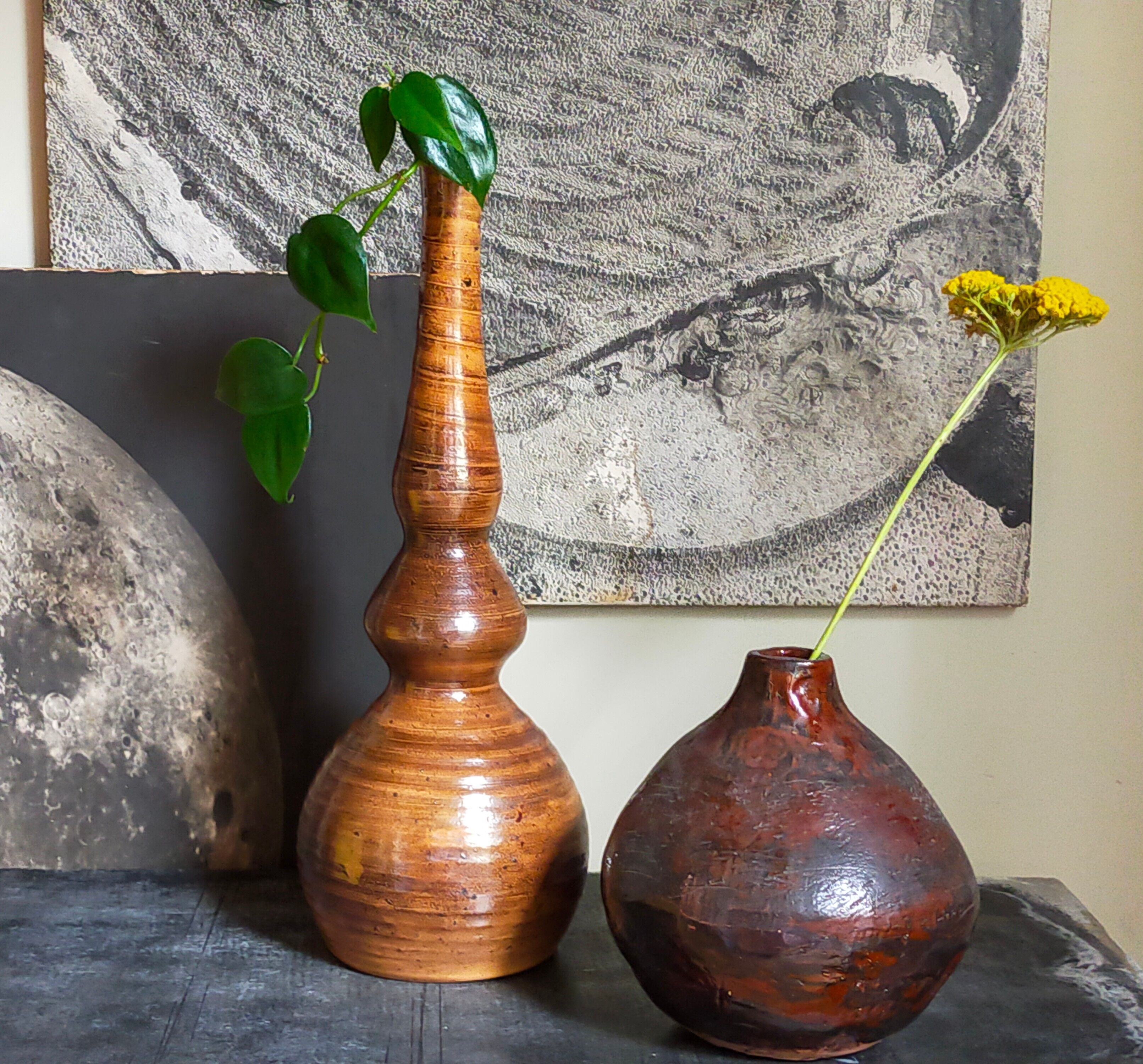 Potter's soliflore vase in vintage glazed stoneware