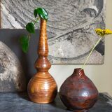 Vase soliflore de potier en grès émaillé vintage