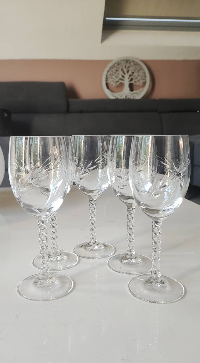 Lot of 5 x Small White Wine/Port Glasses Fleury Epi. Arques Crystal 12cl